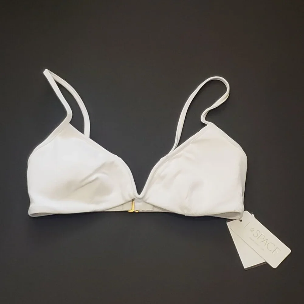 L*Space LSPACE Ribbed Helena Bikini Top Women's Size Medium White Adjustable NWT - Picture 10 of 12